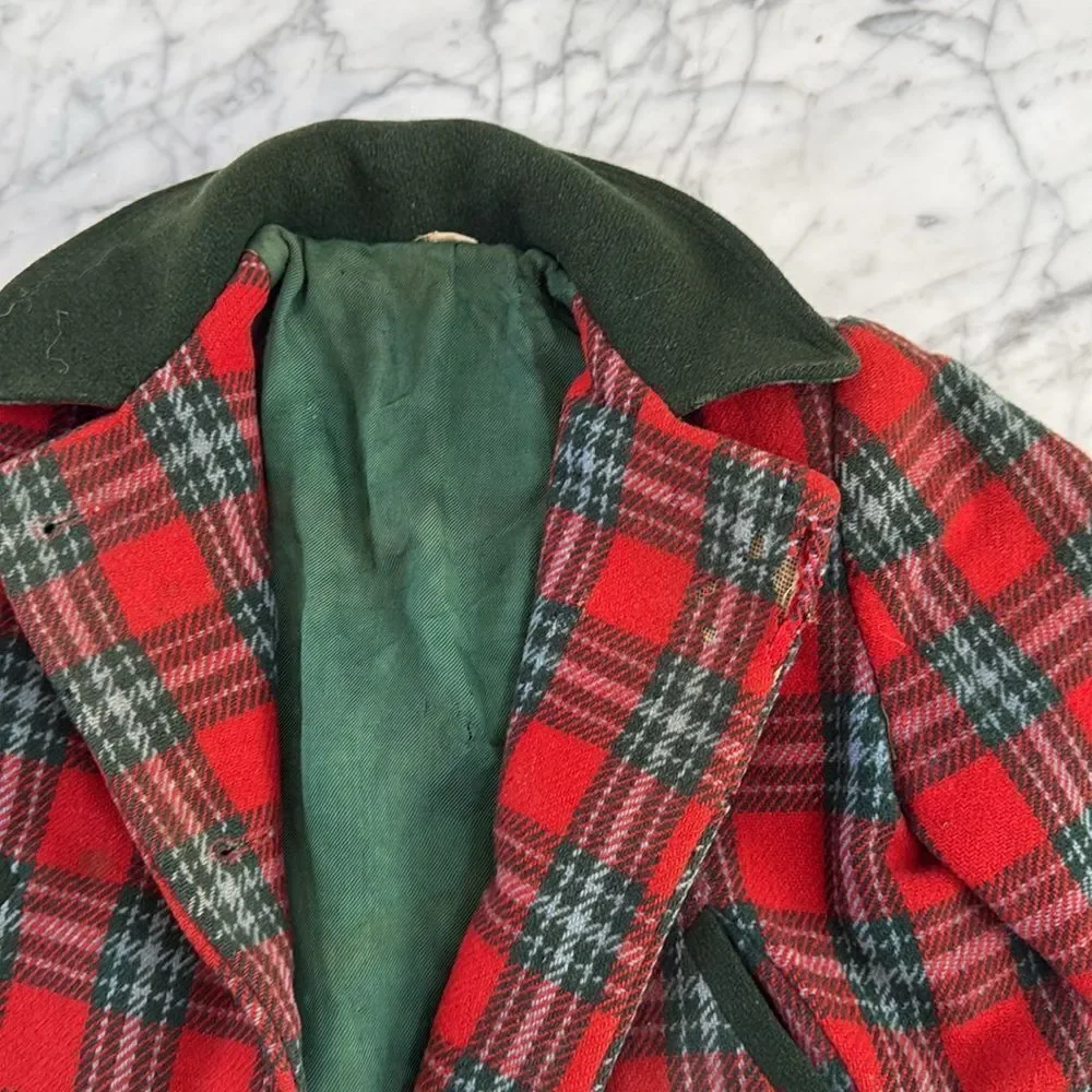 Vintage Plaid Wool Coat Peacoat Sz 4/5